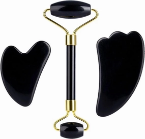 Natural Stone Guasha Massage Gouache Scraper For Face Jade Roller Massager Set Black Obsidian Gua Sha Board Facial Tool,type 6