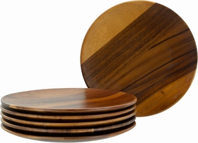 Nature Collection 21578, Acacia Wood Series, 6-Piece Crockery Set, Plate Set Diameter 26 cm, Made of Acacia Wood for 6 People, Quality Production, Match & Mix