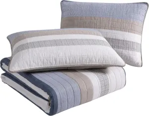 Nautica- King Quilt Set, Cotton Reversible Bedding Set, All Season Designer Home Décor (Ridgeport Beige, King)