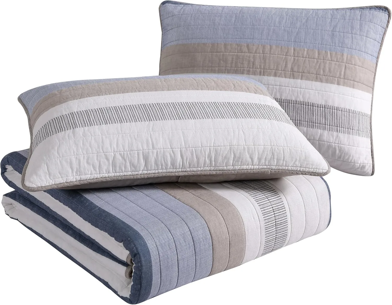 Nautica- King Quilt Set, Cotton Reversible Bedding Set, All Season Designer Home Décor (Ridgeport Beige, King)