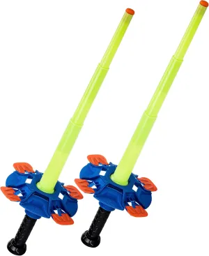 Nerf Duel Swords Set - Retractable Swords with Glow in the Dark Feature - Integrated Knockdown Targets - Kids Fencing Game, Green, Blue, Orange
