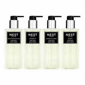 NEST New York Liquid Soap Set, Bamboo, Grapefruit, Ocean Mist & Sea Salt, and Moroccan Amber - Includes Four 10 fl oz Bottles - Approx. 300 Pumps Per Bottle - Gluten Free & Cruelty Free