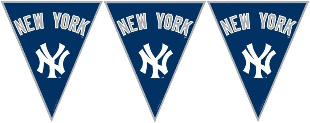New York Yankees MLB Blue & White Plastic Pennant Banner - 12' (Pack Of 1) - Perfect For Game Day & Baseball Fans