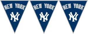 New York Yankees MLB Blue & White Plastic Pennant Banner - 12' (Pack Of 1) - Perfect For Game Day & Baseball Fans