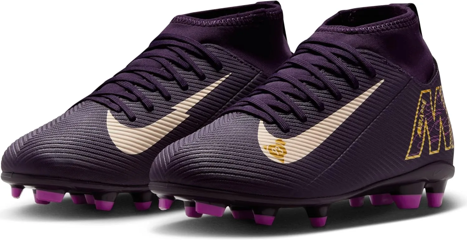 Nike Jr. Mercurial Superfly 10 Club Little/Big Kids' MG High-Top Soccer Cleats (HF6283-500, Grand Purple/Pale Ivory)