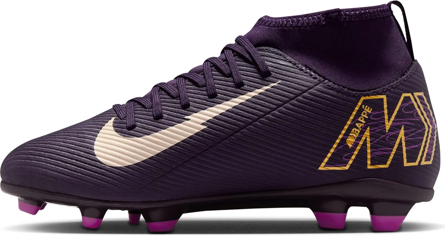 Nike Jr. Mercurial Superfly 10 Club Little/Big Kids' MG High-Top Soccer Cleats (HF6283-500, Grand Purple/Pale Ivory)