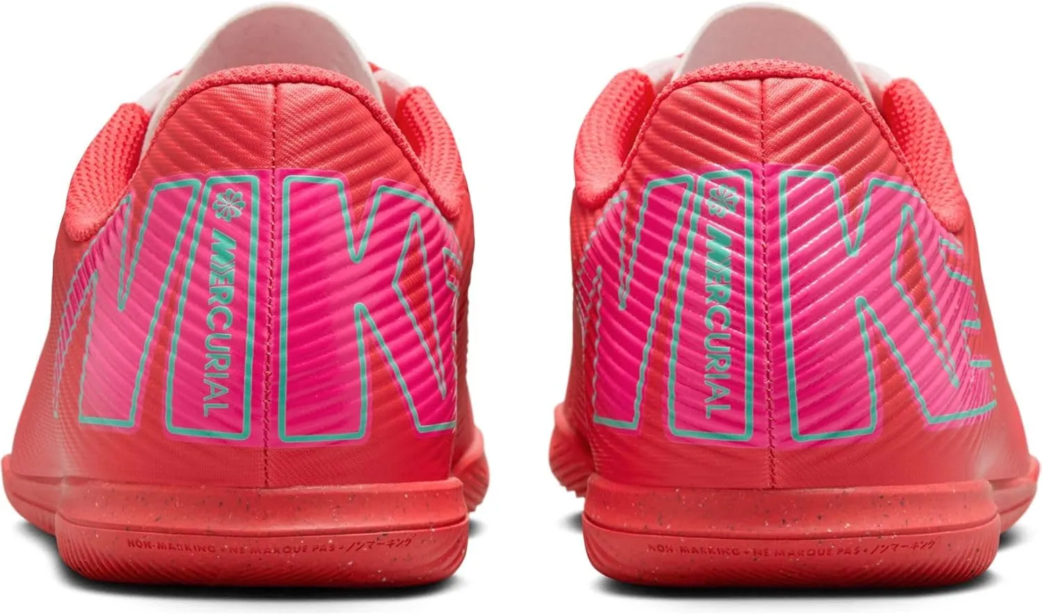 Nike Jr. Mercurial Vapor 16 Club Little/Big Kids' IC Low-Top Soccer Shoes (FQ8289-800, Ember Glow/Aurora Green)