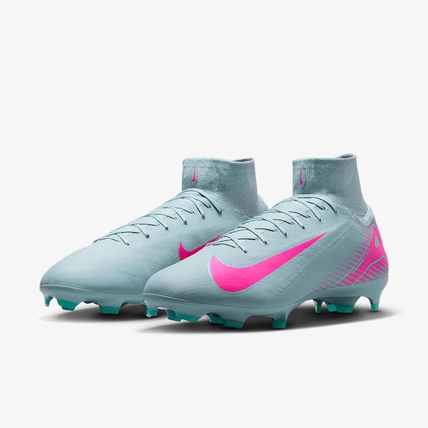 Nike Mercurial Superfly 10 Pro FG High-Top Soccer Cleats (HF9433-301, Ocean Cube/Pink Blast)