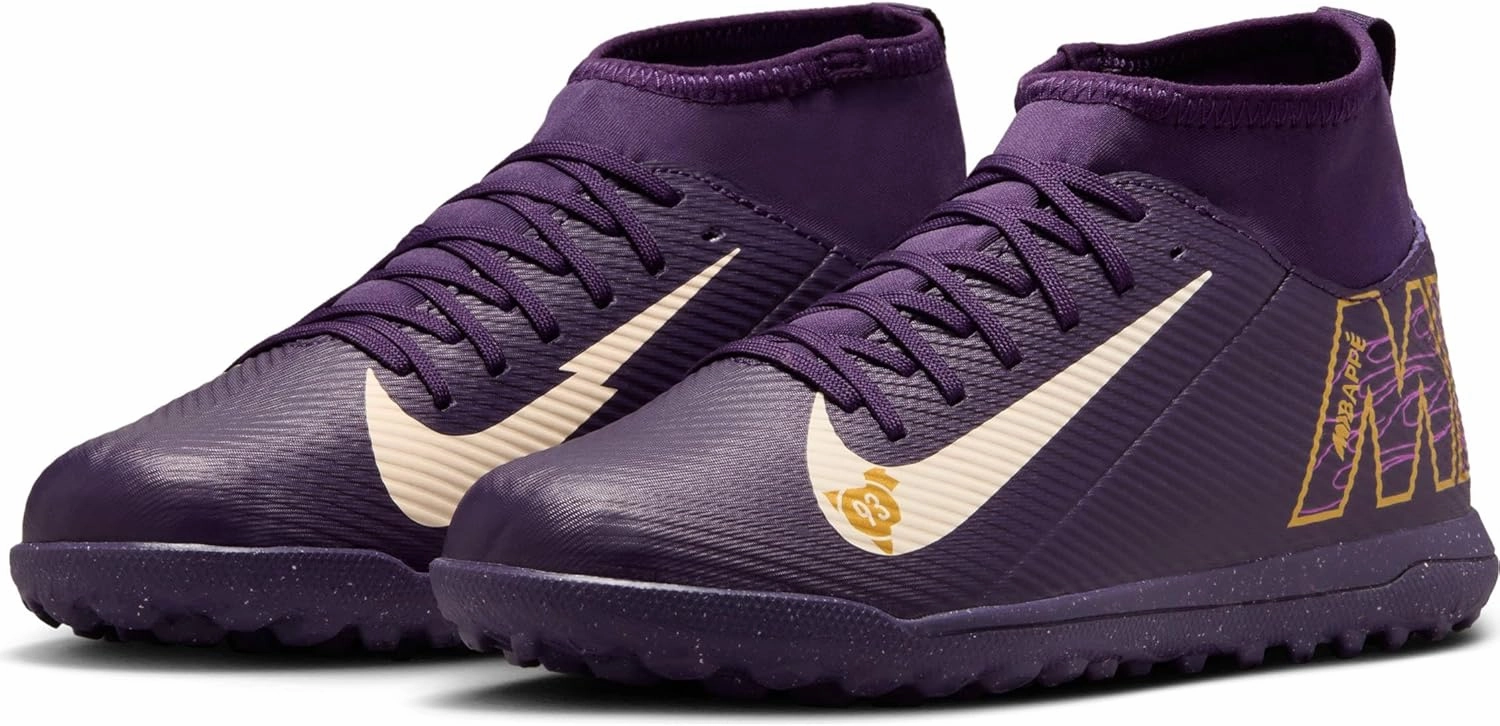 Nike Jr. Mercurial Superfly 10 Club Big Kids' TF High-Top Soccer Shoes (HJ6933-500, Grand Purple/Pale Ivory)