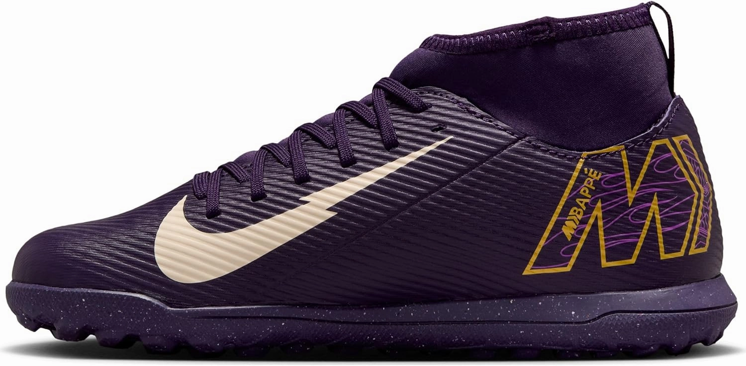 Nike Jr. Mercurial Superfly 10 Club Big Kids' TF High-Top Soccer Shoes (HJ6933-500, Grand Purple/Pale Ivory)