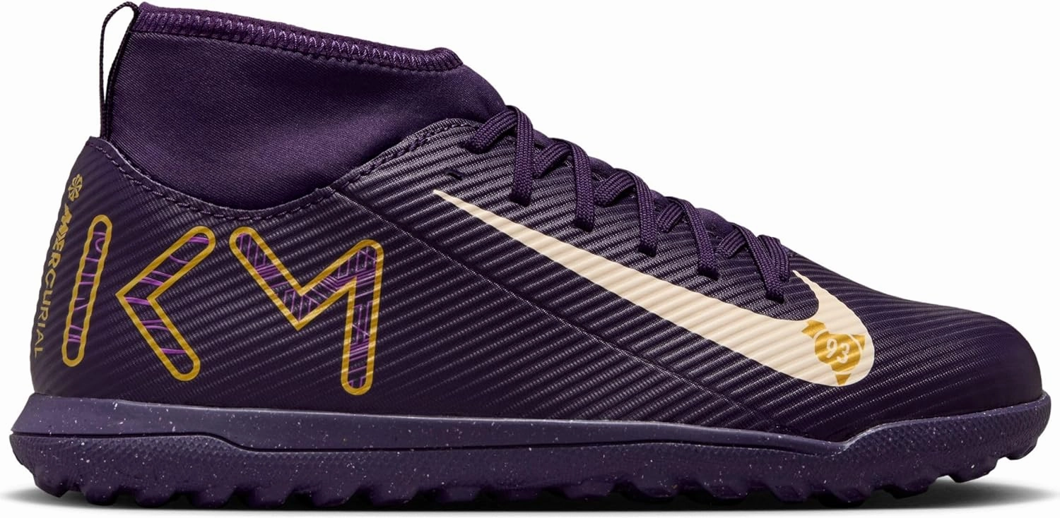 Nike Jr. Mercurial Superfly 10 Club Big Kids' TF High-Top Soccer Shoes (HJ6933-500, Grand Purple/Pale Ivory)