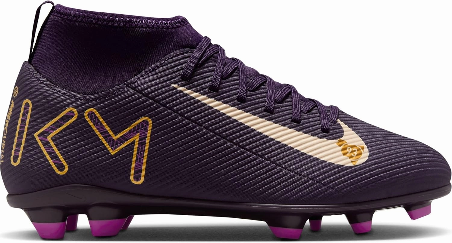 Nike Jr. Mercurial Superfly 10 Club Little/Big Kids' MG High-Top Soccer Cleats (HF6283-500, Grand Purple/Pale Ivory)