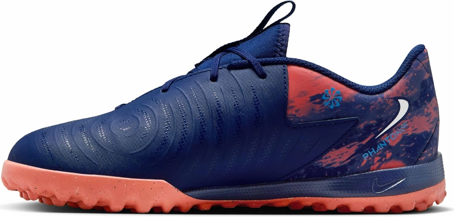 Nike Jr. Phantom GX 2 Academy Erling Haaland Big Kids' TF Low-Top Soccer Shoes (HF1608-400, Blue Void/Chrome)