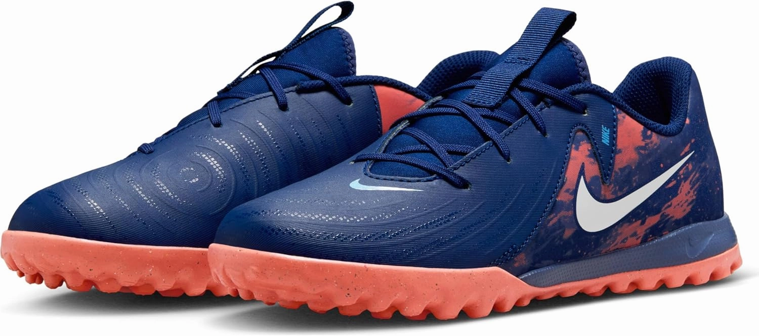 Nike Jr. Phantom GX 2 Academy Erling Haaland Big Kids' TF Low-Top Soccer Shoes (HF1608-400, Blue Void/Chrome)