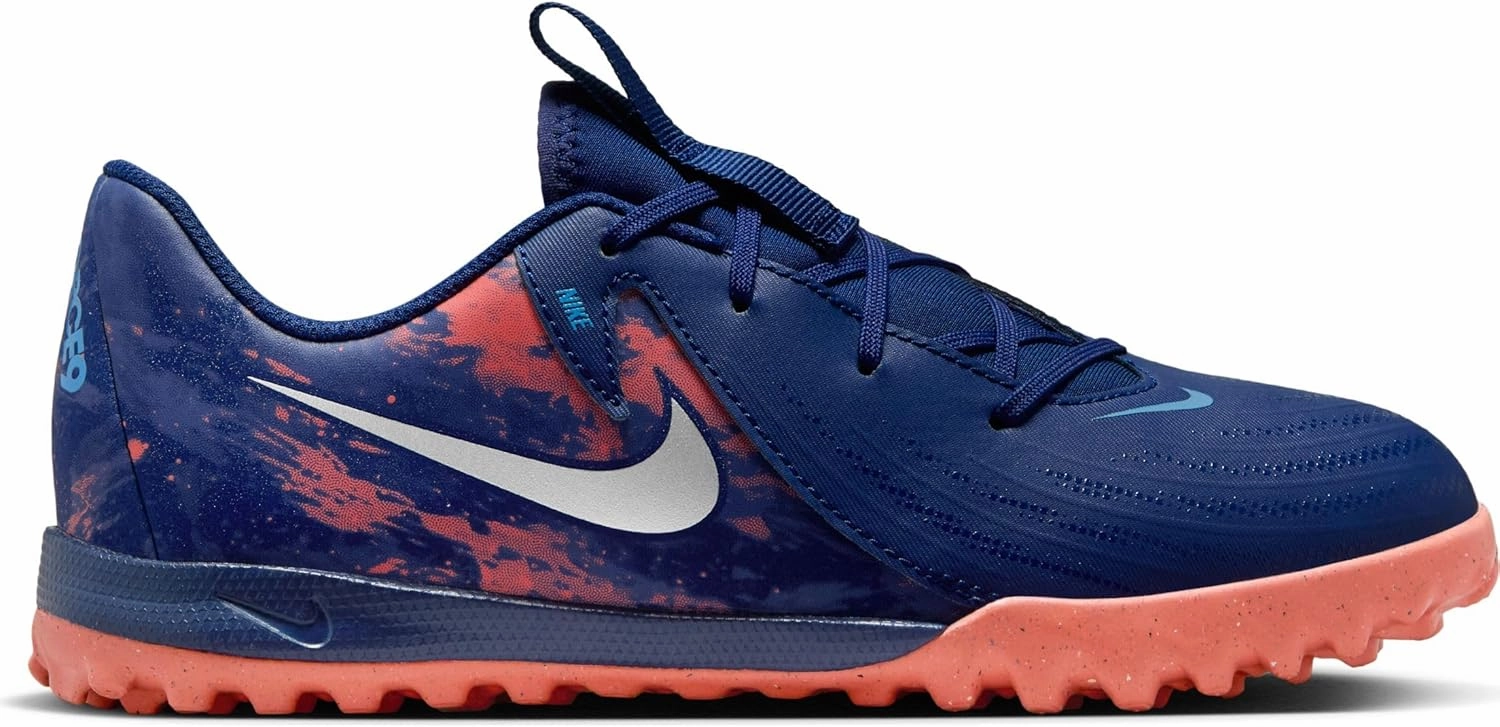 Nike Jr. Phantom GX 2 Academy Erling Haaland Big Kids' TF Low-Top Soccer Shoes (HF1608-400, Blue Void/Chrome)
