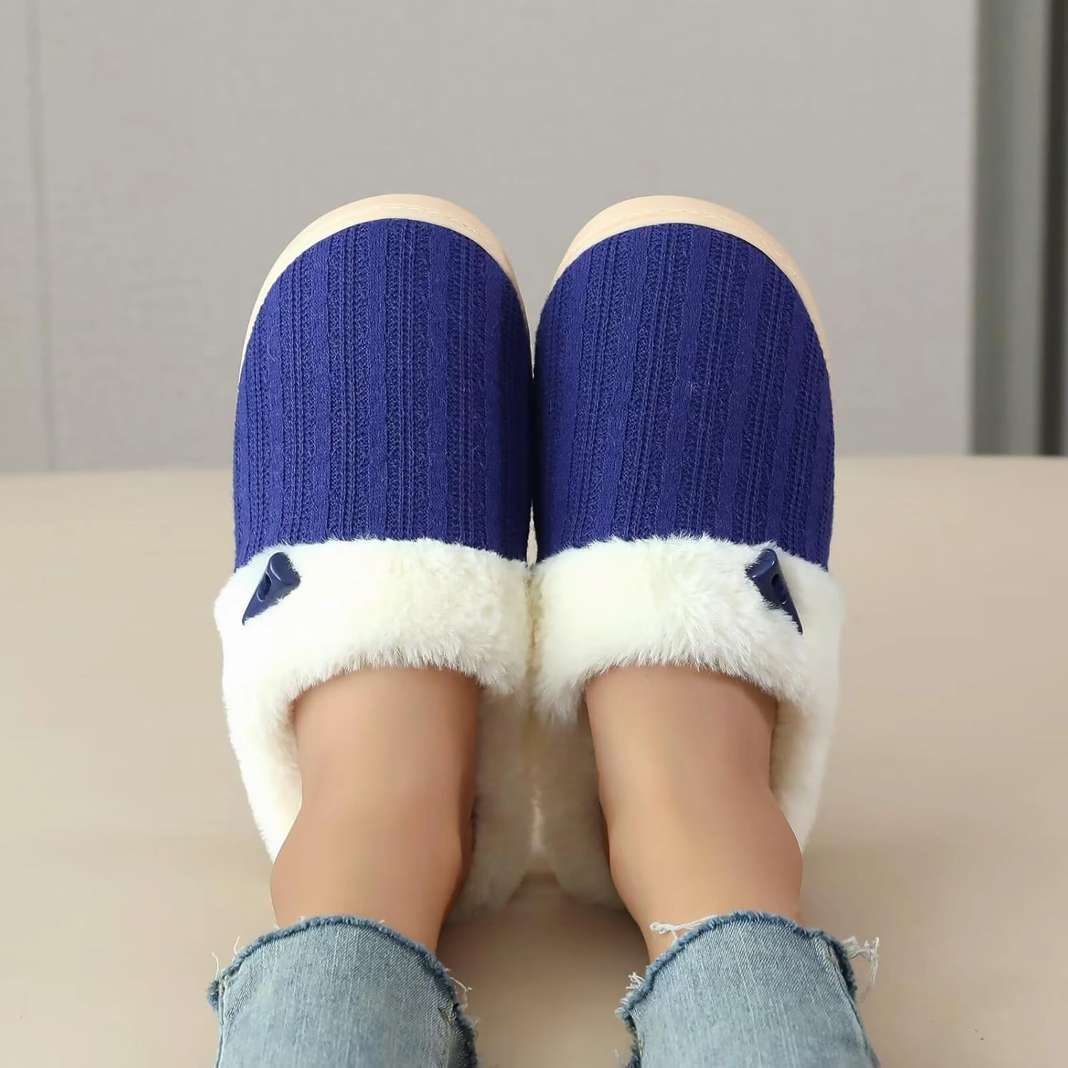 NineCiFun Women's Slip on Fuzzy House Slippers Memory Foam Slippers Scuff Outdoor Indoor Warm Plush Bedroom Shoes with Faux Fur Lining
