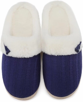 NineCiFun Women's Slip on Fuzzy House Slippers Memory Foam Slippers Scuff Outdoor Indoor Warm Plush Bedroom Shoes with Faux Fur Lining