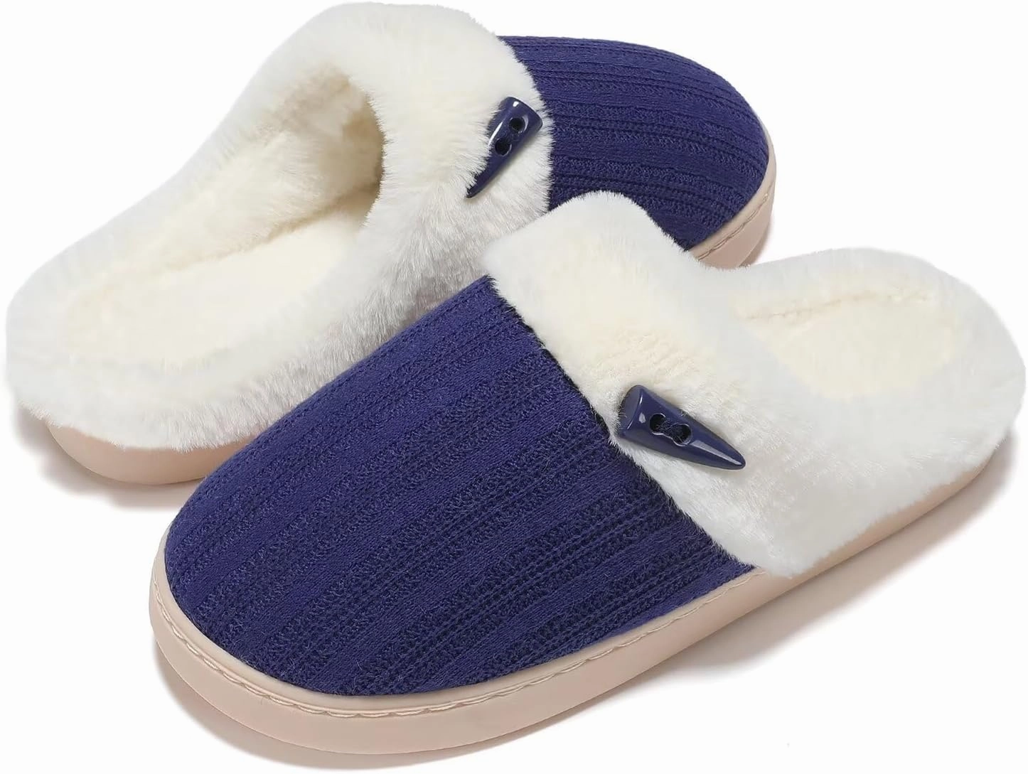NineCiFun Women's Slip on Fuzzy House Slippers Memory Foam Slippers Scuff Outdoor Indoor Warm Plush Bedroom Shoes with Faux Fur Lining