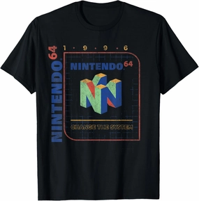 Nintendo 64 Change The System 1996 Vintage Retro Cube Logo T-Shirt