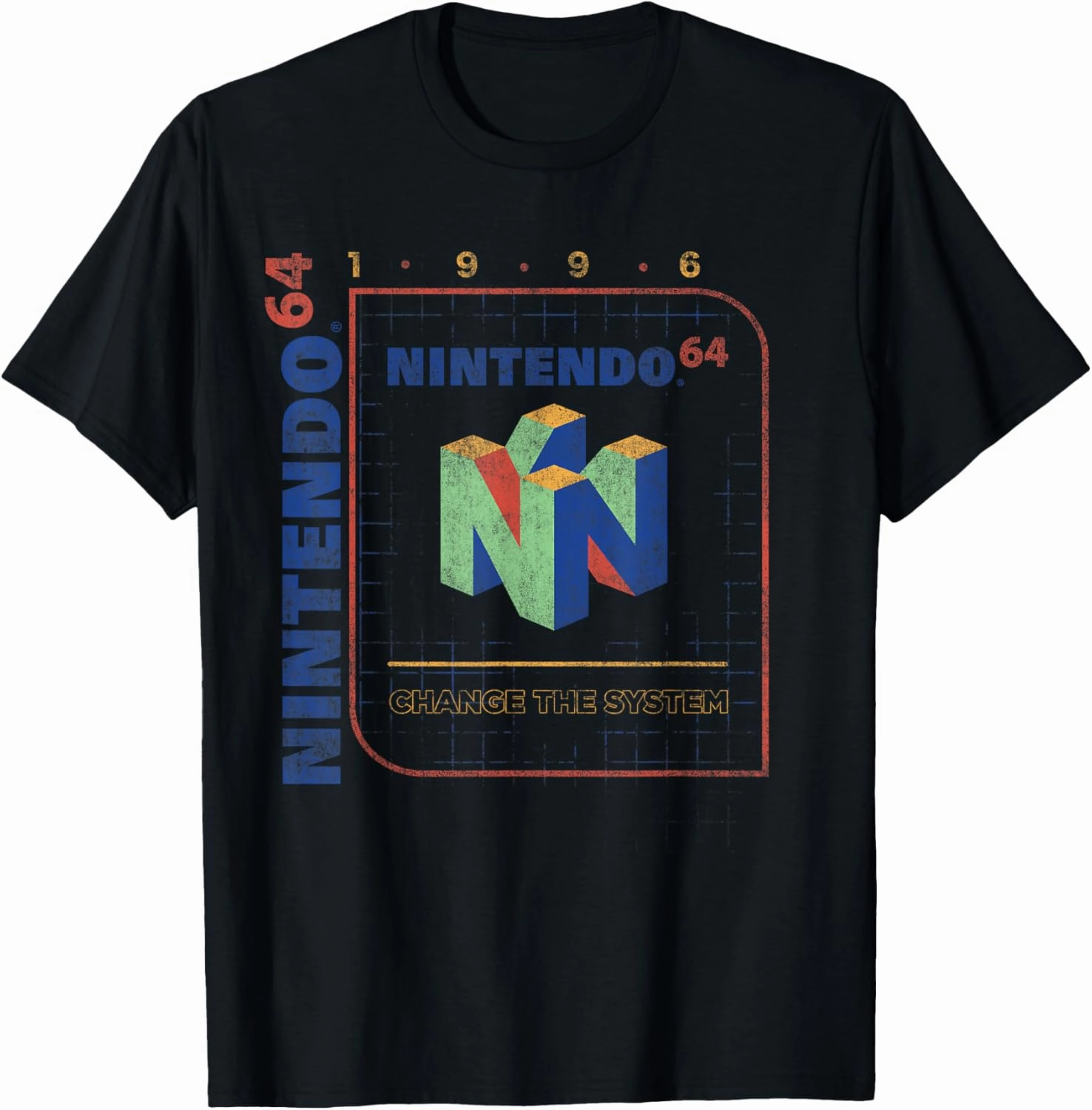 Nintendo 64 Change The System 1996 Vintage Retro Cube Logo T-Shirt