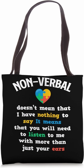 Non Verbal Autistic Child Fighter Autism Awareness Tote Bag