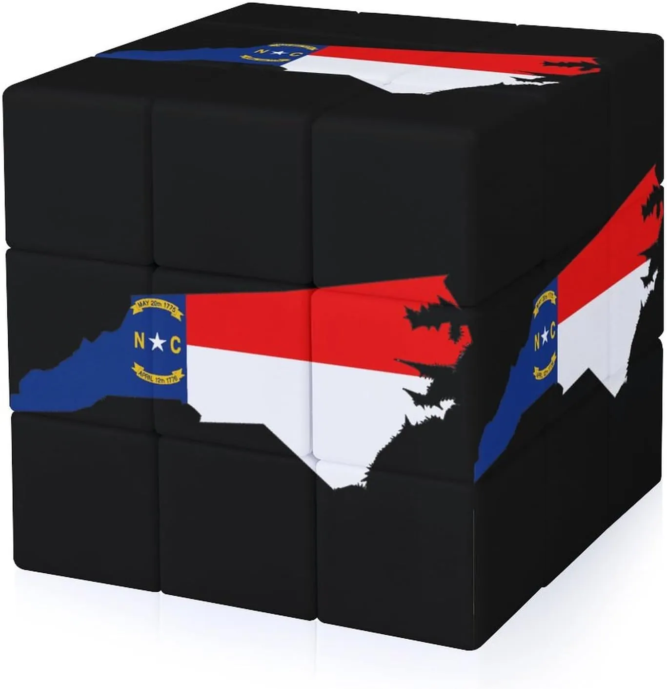 North Carolina State Flag Map Adults 3x3x3 Color-Matching Smooth Fully Printed Cube Gift