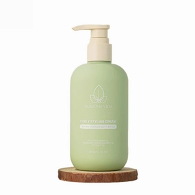 Nourish-Vida Curly Styling Cream - Vegan Organic Curl Definer for Frizz Control, Soft Hold and Deep Hydration with Argan, Macadamia and Coconut Oils, Lightweight, Non-Greasy - (10 fl oz)