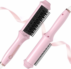 NOVUS Ionic Hair Straightener Brush, 4 Temps & 30s Heating & Auto-Off, Anti-Scald Ceramic Straightening Comb Fast Heating for Home Salon, Less Frizz & Smoother Hair for All Hair Types