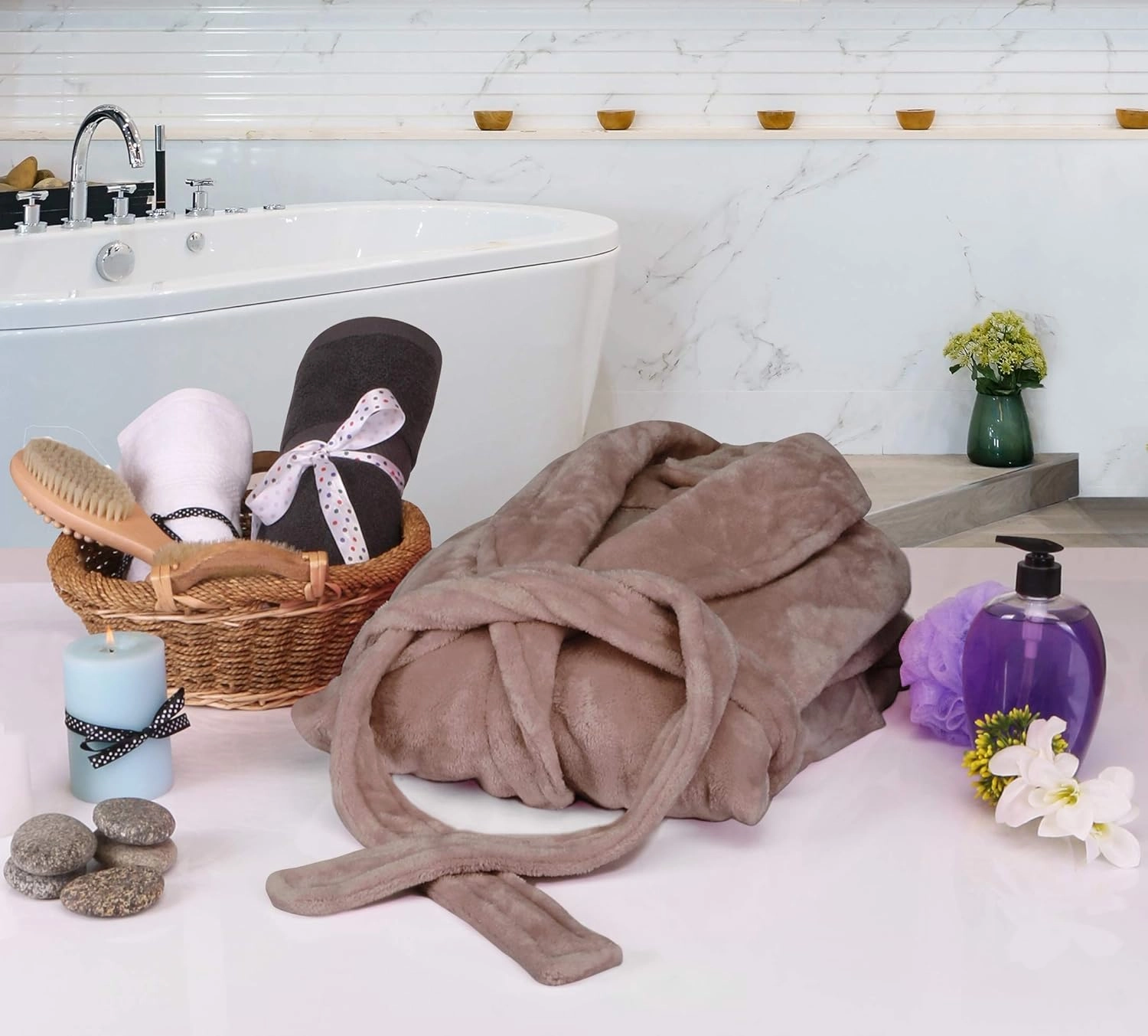 NY Threads Premium Women's Robe Plush Soft Long Bathrobe Warm Fleece Shawl Collar Spa Robe