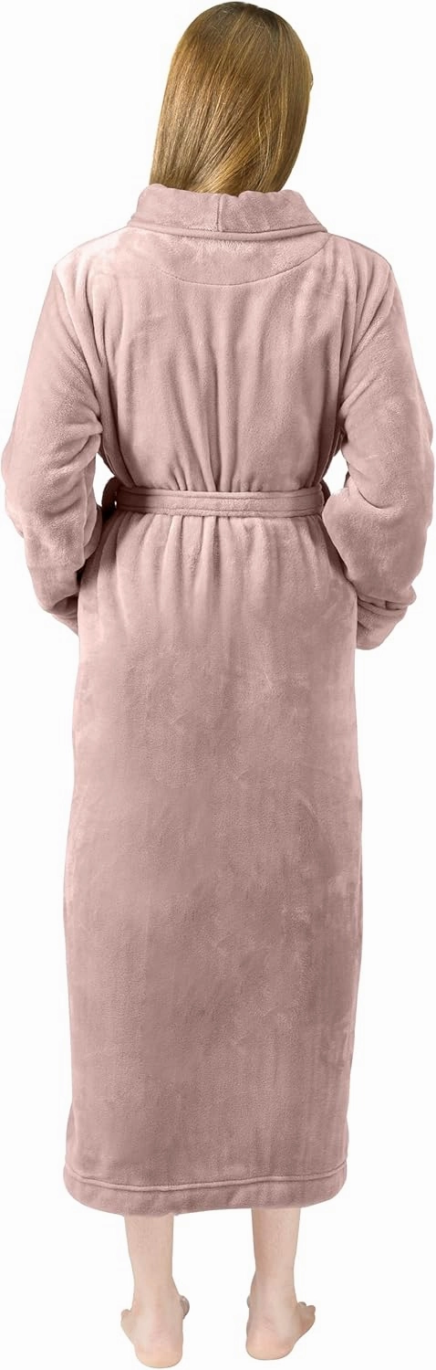 NY Threads Premium Women's Robe Plush Soft Long Bathrobe Warm Fleece Shawl Collar Spa Robe