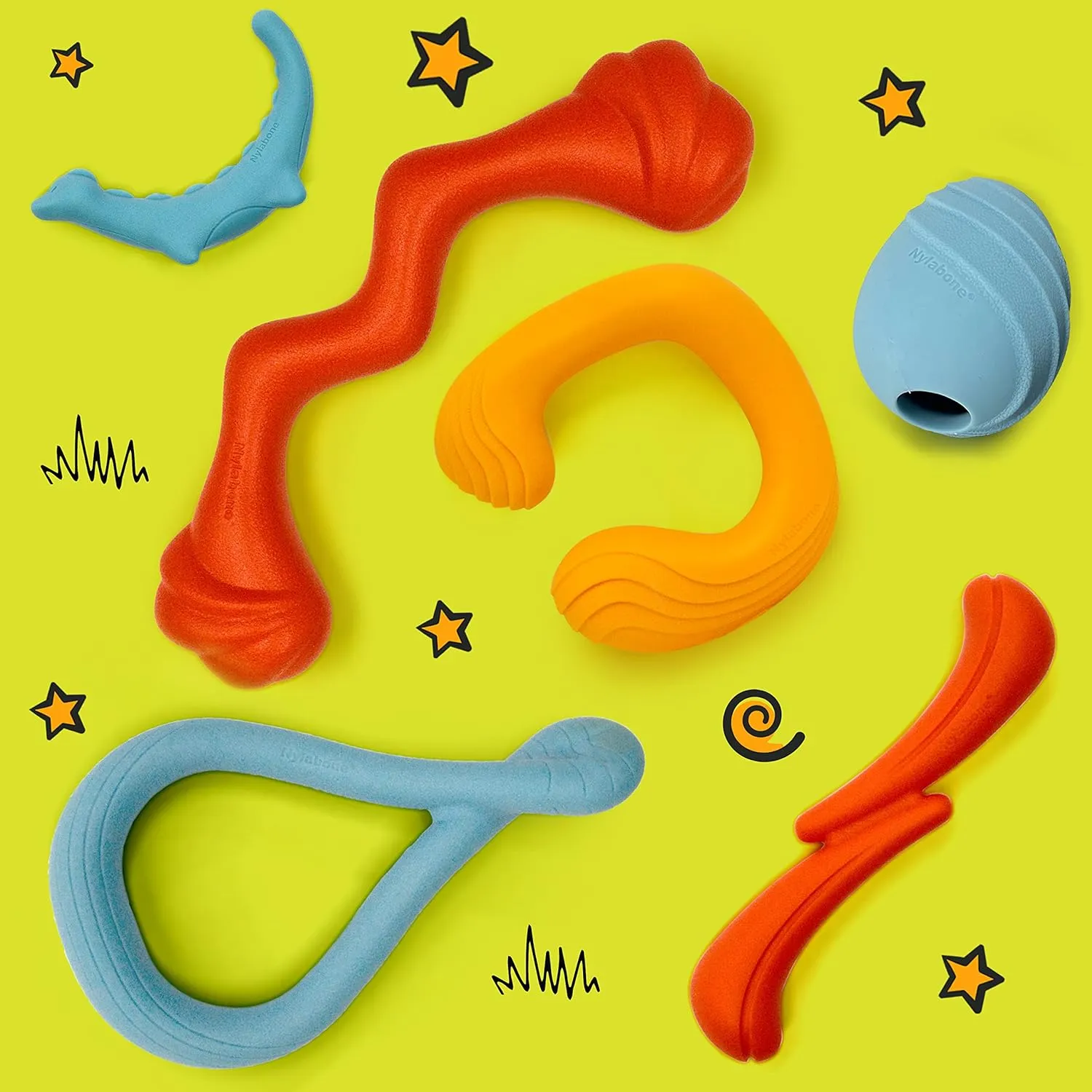 Nylabone Springa and Tuug Interactive Dog Toys Bundle for Dog Enrichment – Lightweight Intriguing Dog Tug Toys for Creative Play & Dog Exercise Springa & Tuug, Multi-Color, (ND1098)