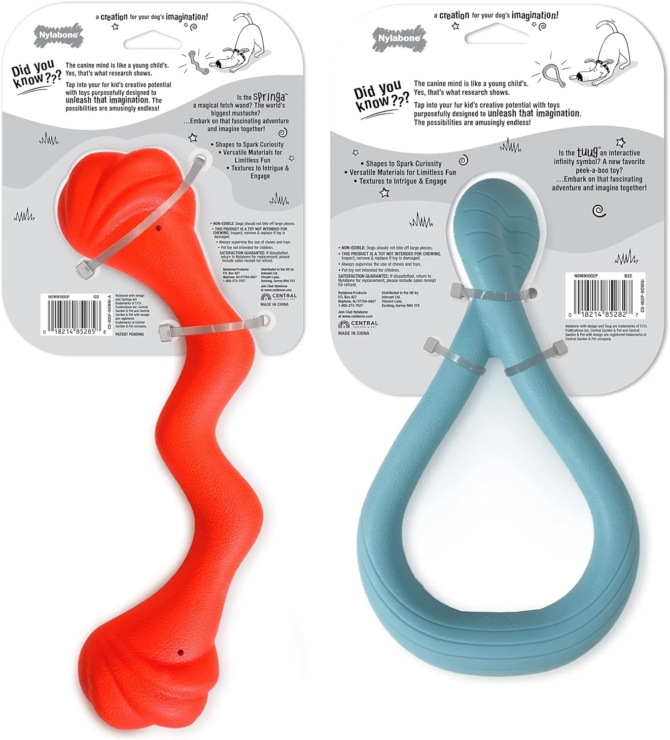 Nylabone Springa and Tuug Interactive Dog Toys Bundle for Dog Enrichment – Lightweight Intriguing Dog Tug Toys for Creative Play & Dog Exercise Springa & Tuug, Multi-Color, (ND1098)