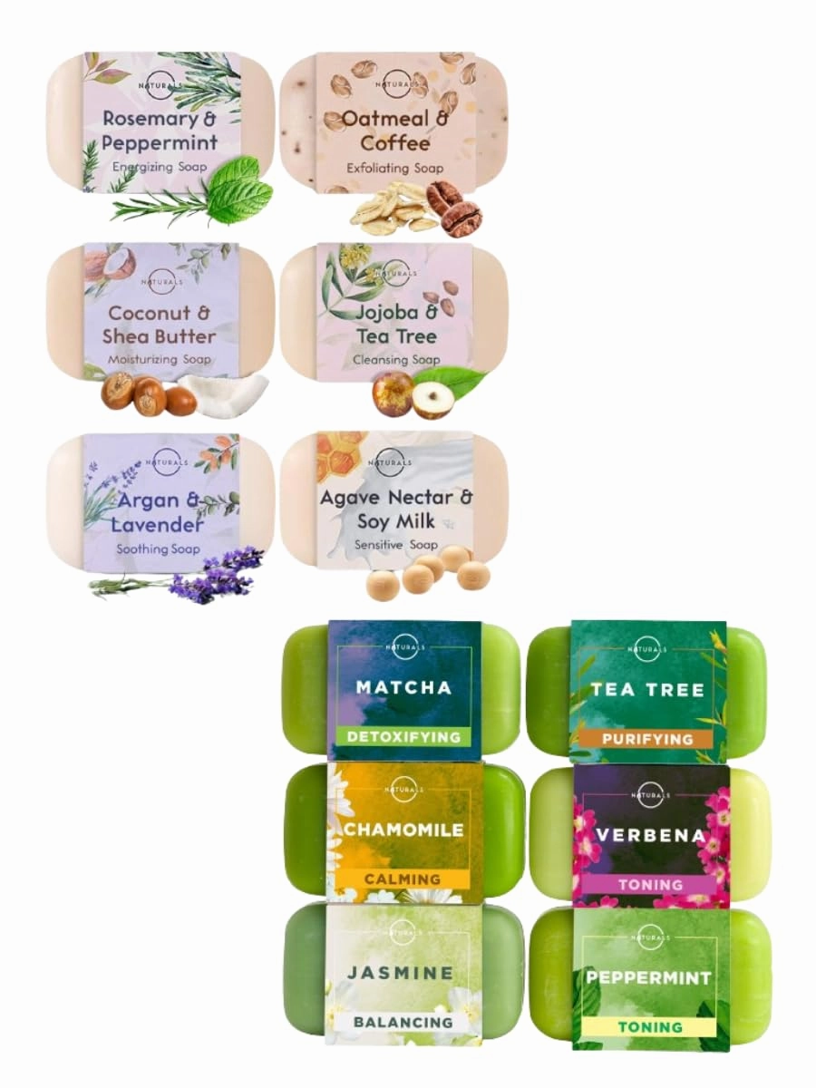 O NATURALS. Natural Soap Collection and Green Tea Soap Collection Bundle. Two 6 packs 4 ounce Each Bar