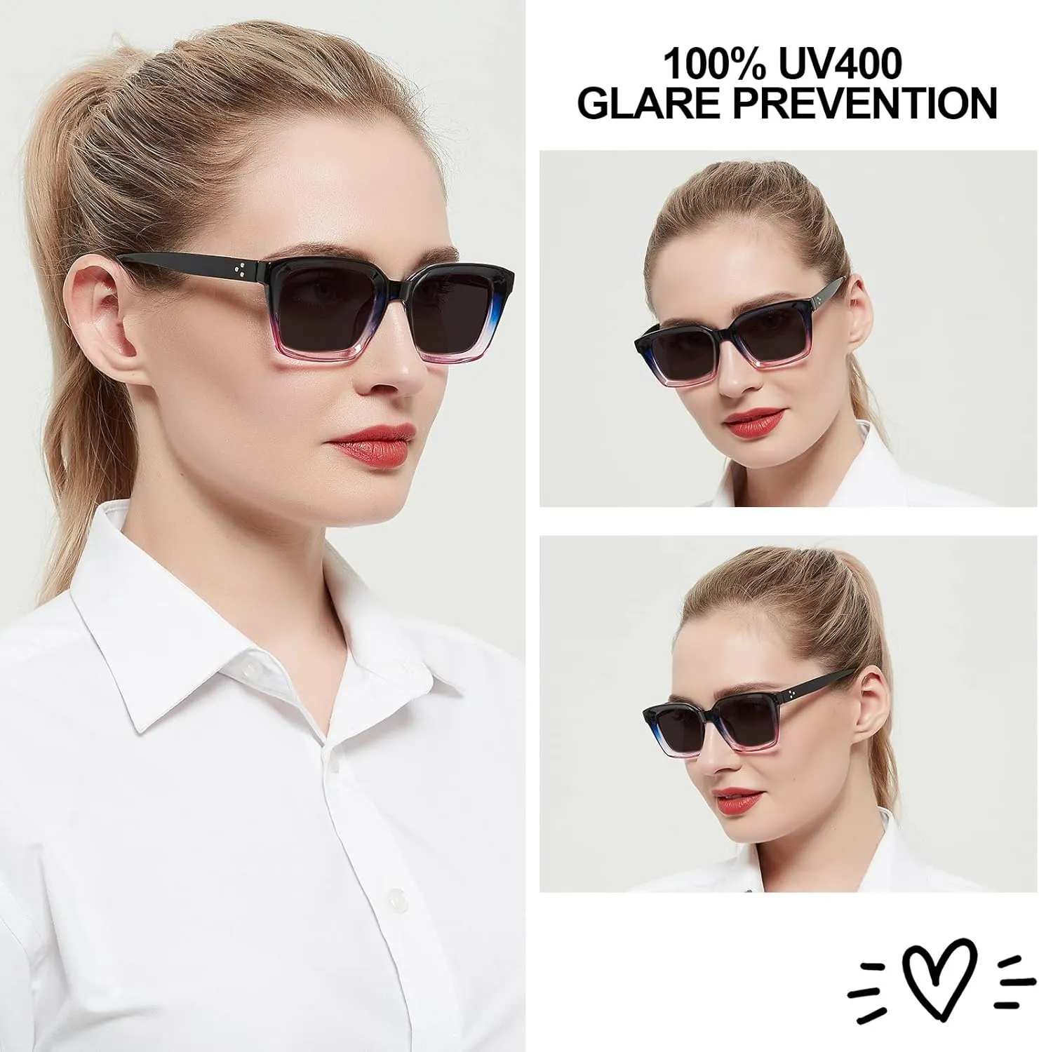 OCCI CHIARI Bifocal Reading Sunglasses UV400 Protection Readers for Women Comfortable Stylish Reading glasses 1.0 1.5 2.0 2.5 3.0 3.5 4.0(1.0x Purple)