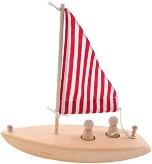 ogh Wooden Toy Sailboat - Made in USA Red and White Sails