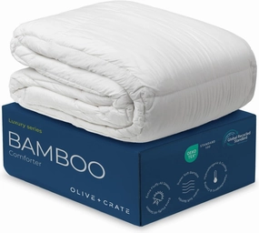 Olive   Crate 100% Cooling Bamboo Comforter from Viscose - King Size - Hypoallergenic, Breathable & Moisture-Wicking Bedding - All Season Lightweight Plush Design - Organic Bamboo King Comforter
