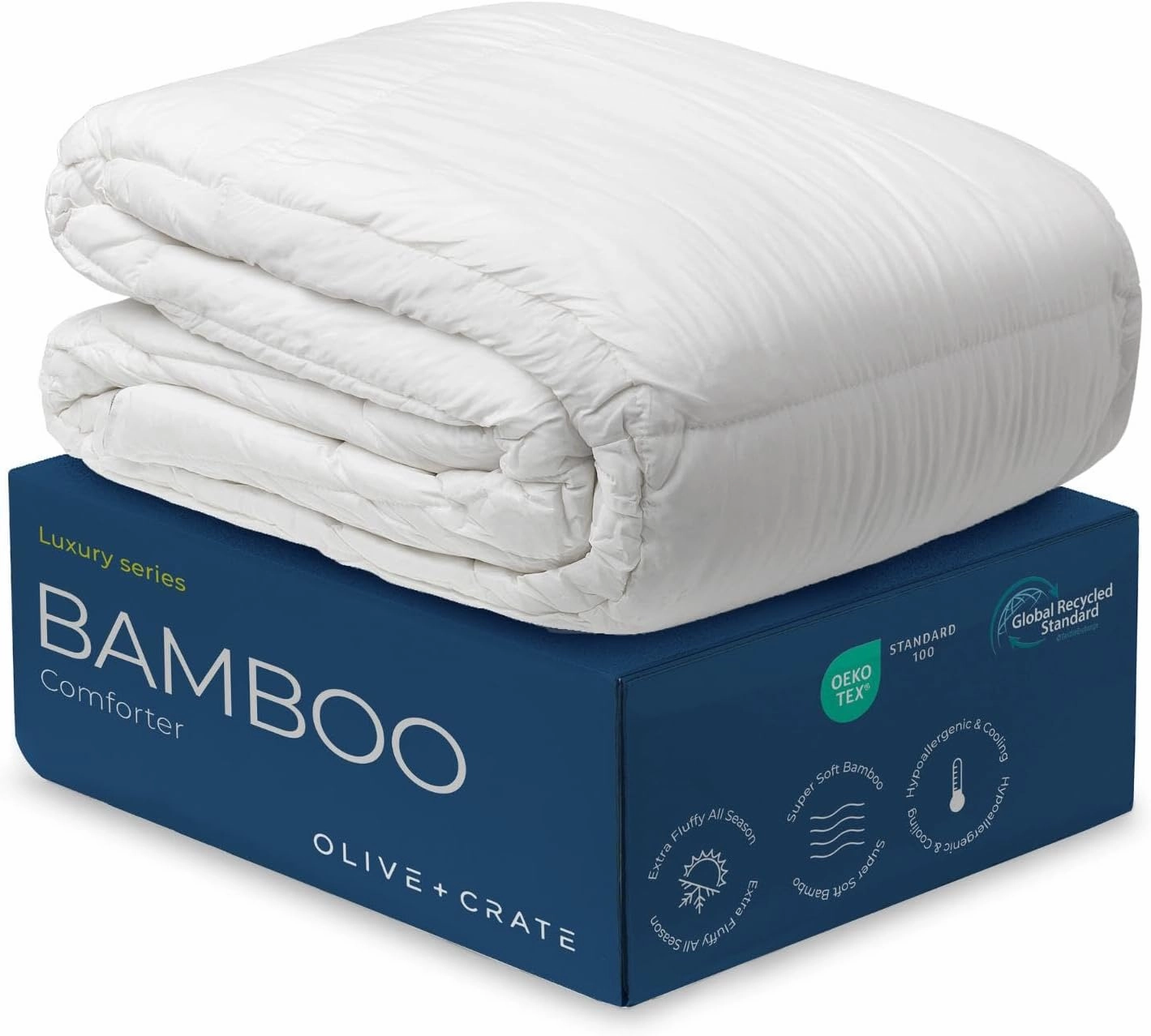 Olive   Crate 100% Cooling Bamboo Comforter from Viscose - King Size - Hypoallergenic, Breathable & Moisture-Wicking Bedding - All Season Lightweight Plush Design - Organic Bamboo King Comforter