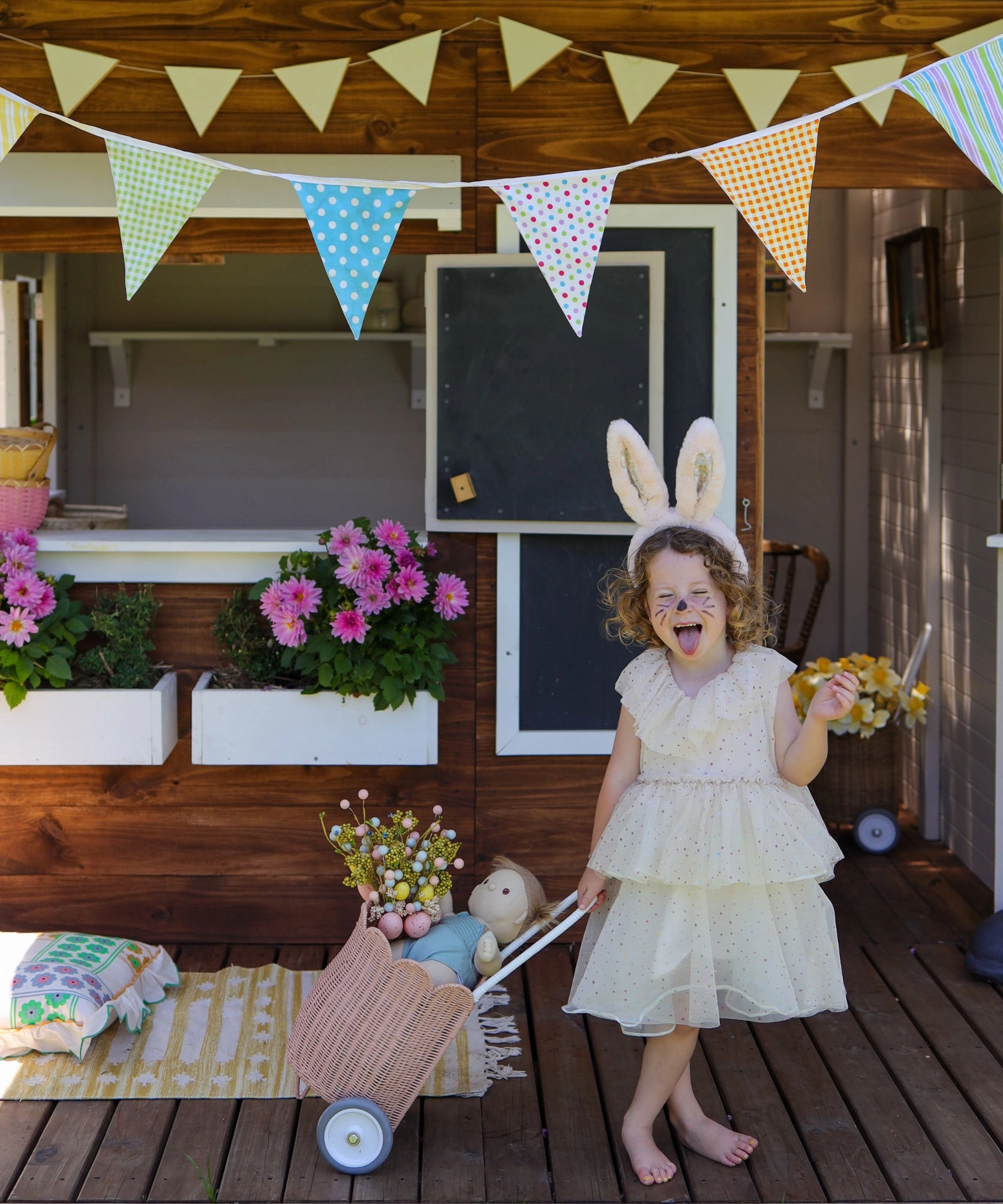 Olli Ella Fluffle Bunny Ear Headband - Pink