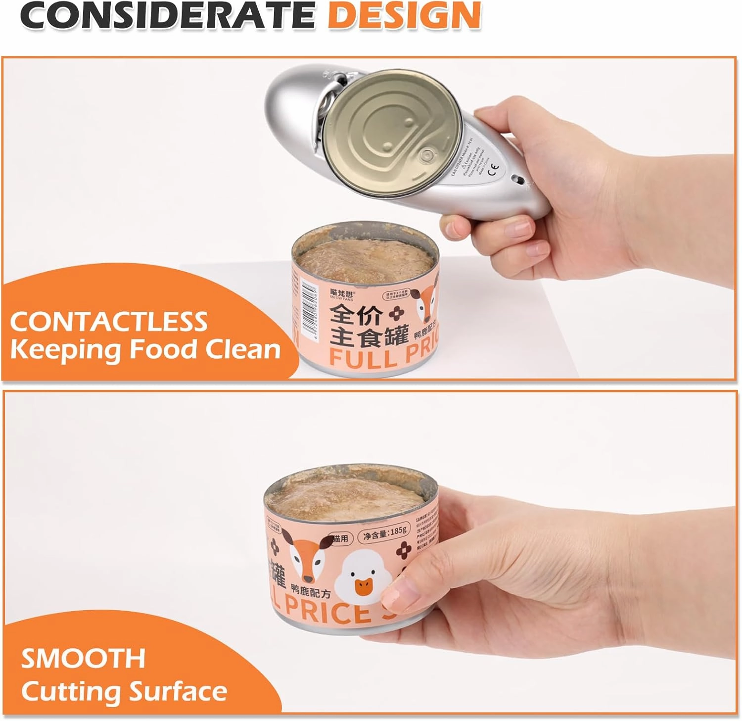One Touch Electric Can Opener - Automatic Can Openers with Smooth Edge, Free Handheld Electric Can Opener for Kitchen, Seniors (Silver)