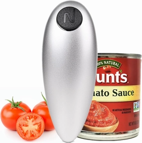 One Touch Electric Can Opener - Automatic Can Openers with Smooth Edge, Free Handheld Electric Can Opener for Kitchen, Seniors (Silver)