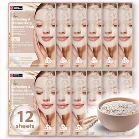 Original Derma Beauty Collagen Face Masks Skincare 12 PK Softening & Moisturizing Oat Face Mask Skin Care Sheet Masks Set for Beauty & Personal Care Korean Face Mask
