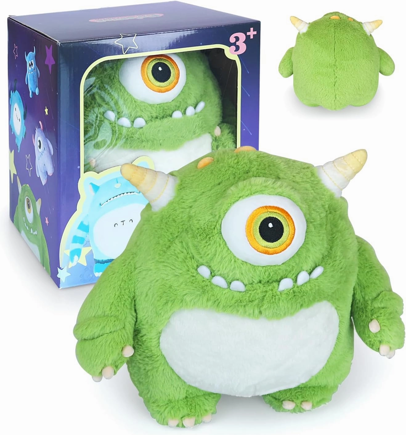 Original Monster Plush Toys Green One-Eyed Quirky Stuffed Animals Cute Fluffy Soft Toy for Boy Girl Adult Birthday Children's Day Gift Home Holiday Decoration Rabbit Hair Plush Toy