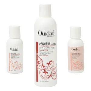 Ouidad Advanced Climate Control Shampoo, Conditioner & Gel Bundle – Anti-Frizz, Curl-Defining, Sulfate-Free, Safe for Color-Treated Hair, Locks in Moisture & Blocks Humidity, Travel Size, All Curl Typ