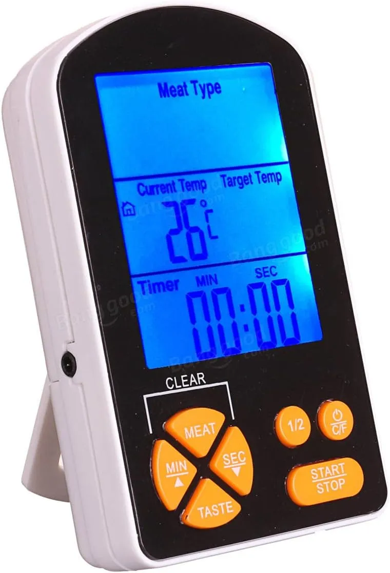 Outdoor BBQ Cooking Digital LCD Remote Thermometer with Built-in Timer Alarm AAA Battery