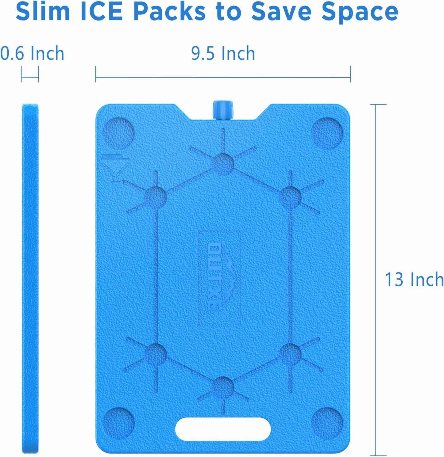 OUTXE Ice Packs for Coolers - Large- 10 x 13 Inch, Space Saving - Reusable, Long Lasting, Cold Freezer Packs for Coolers&Totes to Keep Food Fresh