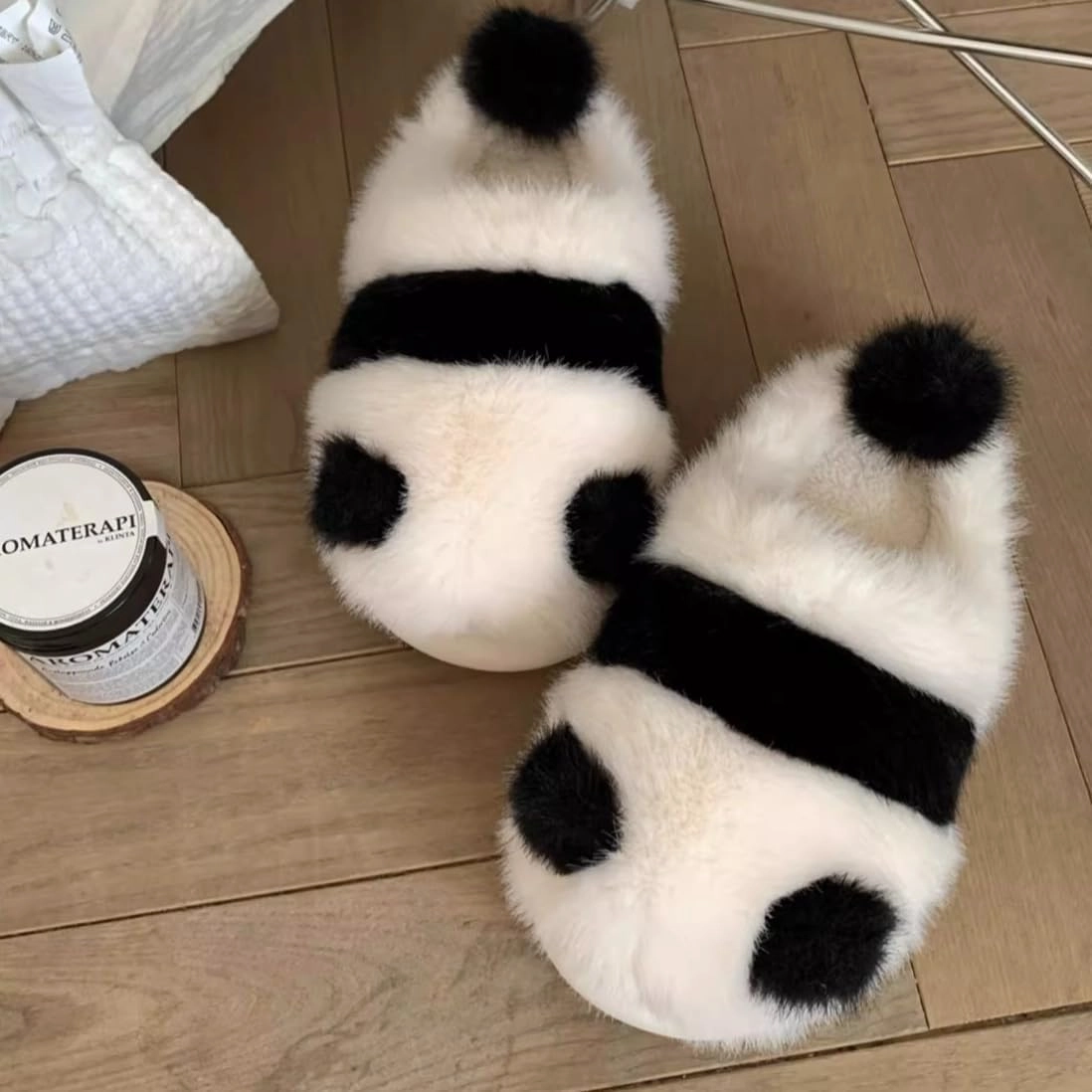 Panda Animal Slippers for Women and Men Plush Winter House Slippers with Backs for Indoor and Outdoor