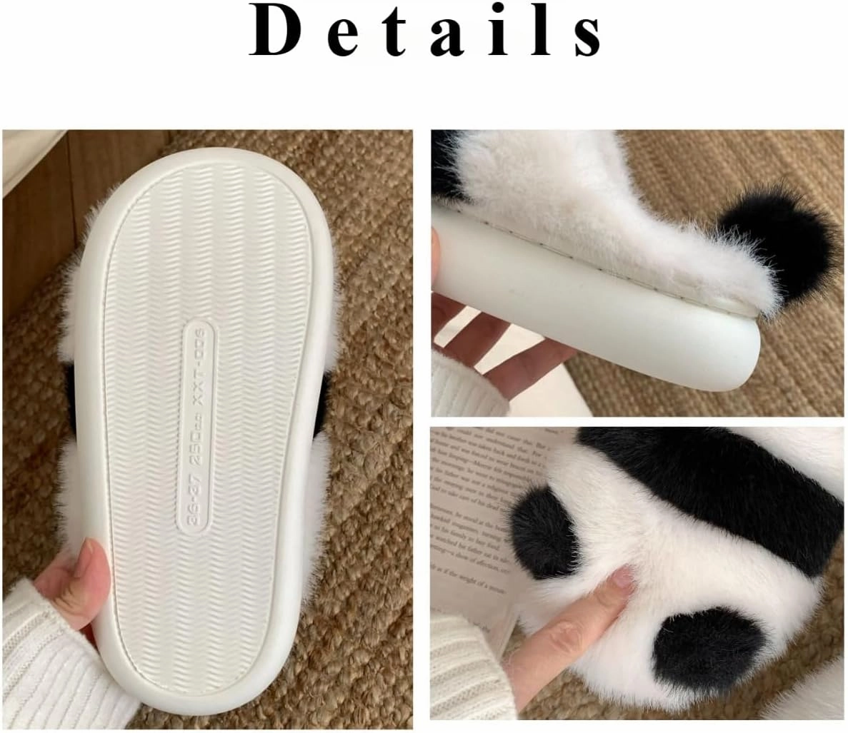 Panda Animal Slippers for Women and Men Plush Winter House Slippers with Backs for Indoor and Outdoor