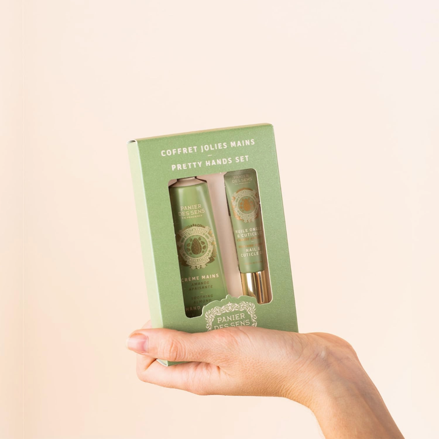 Panier des Sens - Pretty Hands Set - Almond Mini Hand Lotion   Nail & Cuticle Oil - Hand Cream for Dry Hands - Shea Butter and Sweet Almond Oil - Hand Care Made in France 97% Natural Ingredients
