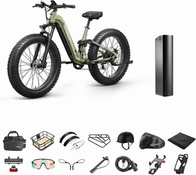 Parcel Battery, Electric Bike for Adults 960W, 48V 20AH Battery Adult Electric Bicycles, 26" Fat Tire Full Suspension Step-Thru Ebike, 28MPH Mountain Ebike, 7 Speed, 80Miles Range