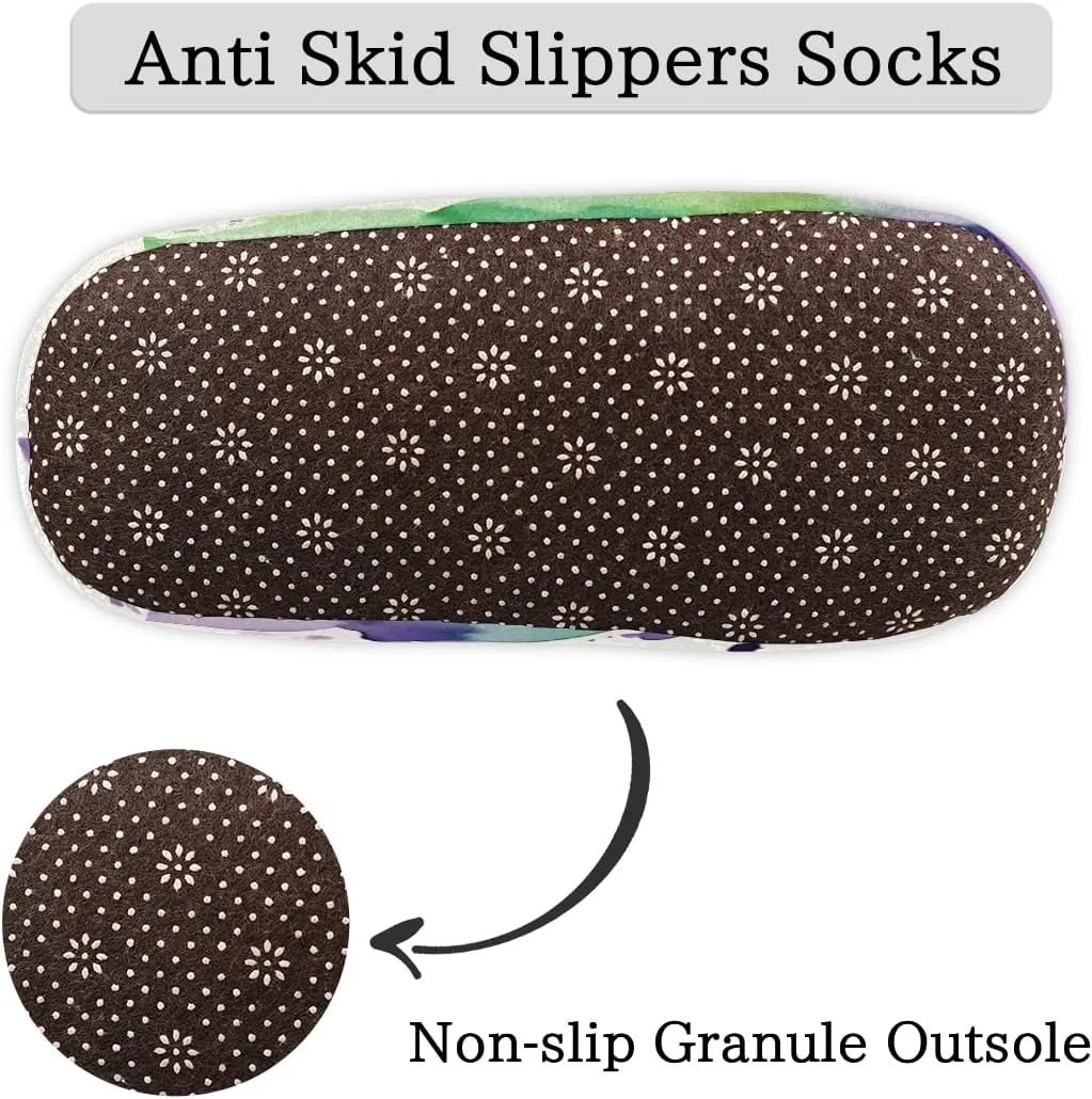 Pardick Fuzzy House Slippers for Women Men, Ink Splashes Anti-Slip Fleece Lined Shoes, Home Bedroom Indoor Slippers with Plush Lining, Watercolor Dots Warm Slippers